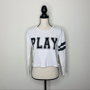 Forever 21 • White Cropped Crew Neck Sweat Shirt